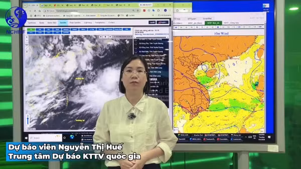 Dự báo viên Nguyễn Thị Huế, Phòng Dự báo thời tiết, Trung tâm Dự báo Khí tượng thủy văn quốc gia thông tin về diễn biến mới nhất của áp thấp nhiệt đới.