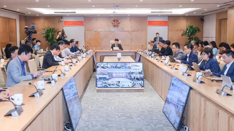 Toàn cảnh buổi Lễ khai trương hệ thống quản lý nhiệm vụ khoa học và công nghệ theo thời gian thực.