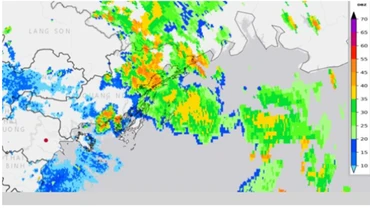 Hình ảnh phản hồi Radar thời tiết Phủ Liễn vào 13 giờ 30 ngày 19/7/2025 (trích dẫn từ bản tin cảnh báo dông, lốc, sét, mưa đá và mưa lớn cục bộ tỉnh Quảng Ninh phát lúc 13 giờ 30 ngày 19/7/2025).