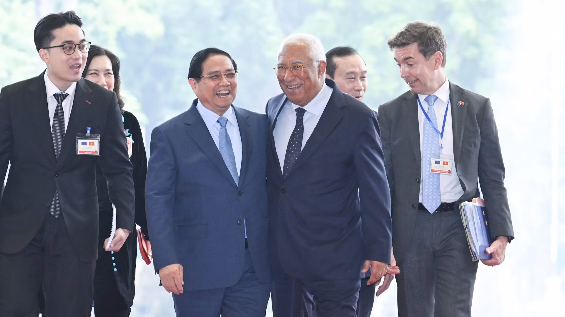 Thủ tướng Phạm Minh Chính đón Chủ tịch Hội đồng châu Âu Antonio Costa.