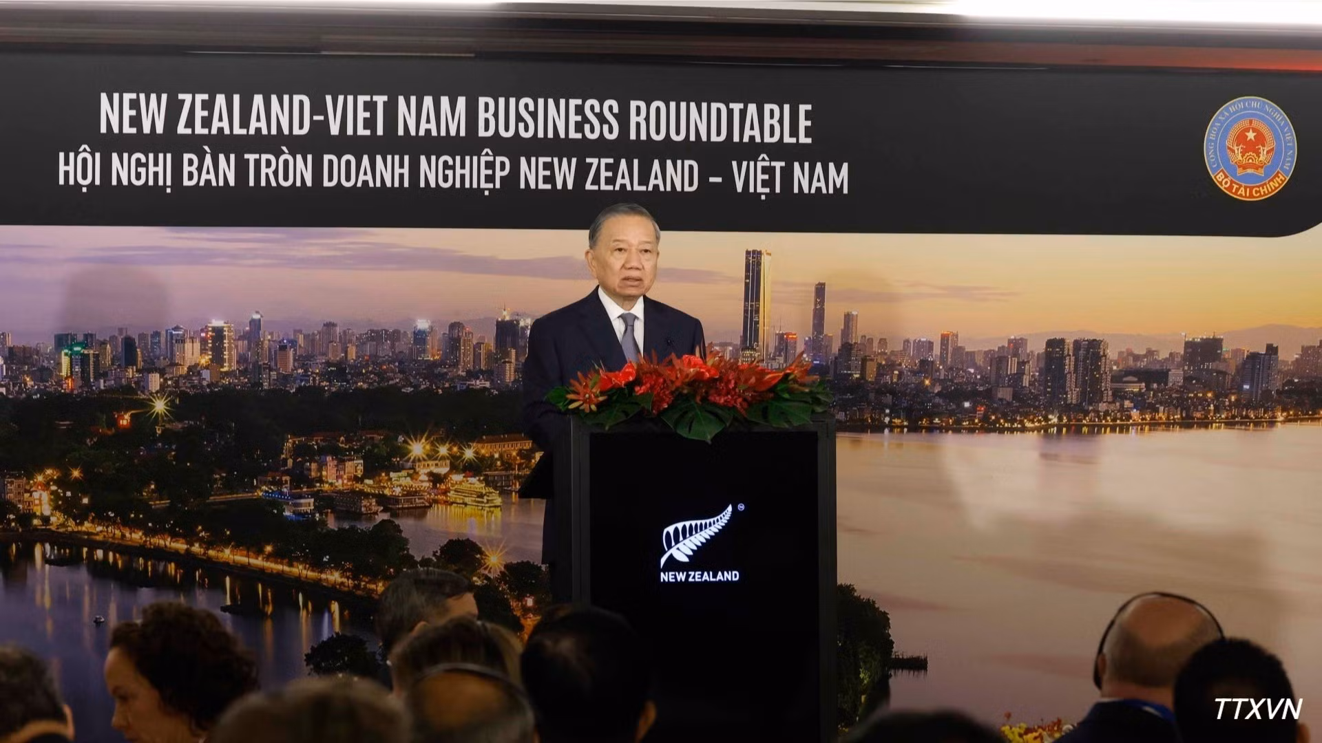 Tổng Bí thư, Chủ tịch nước Tô Lâm phát biểu tại Tọa đàm doanh nghiệp Việt Nam-New Zealand. (Ảnh: Thống Nhất/TTXVN)