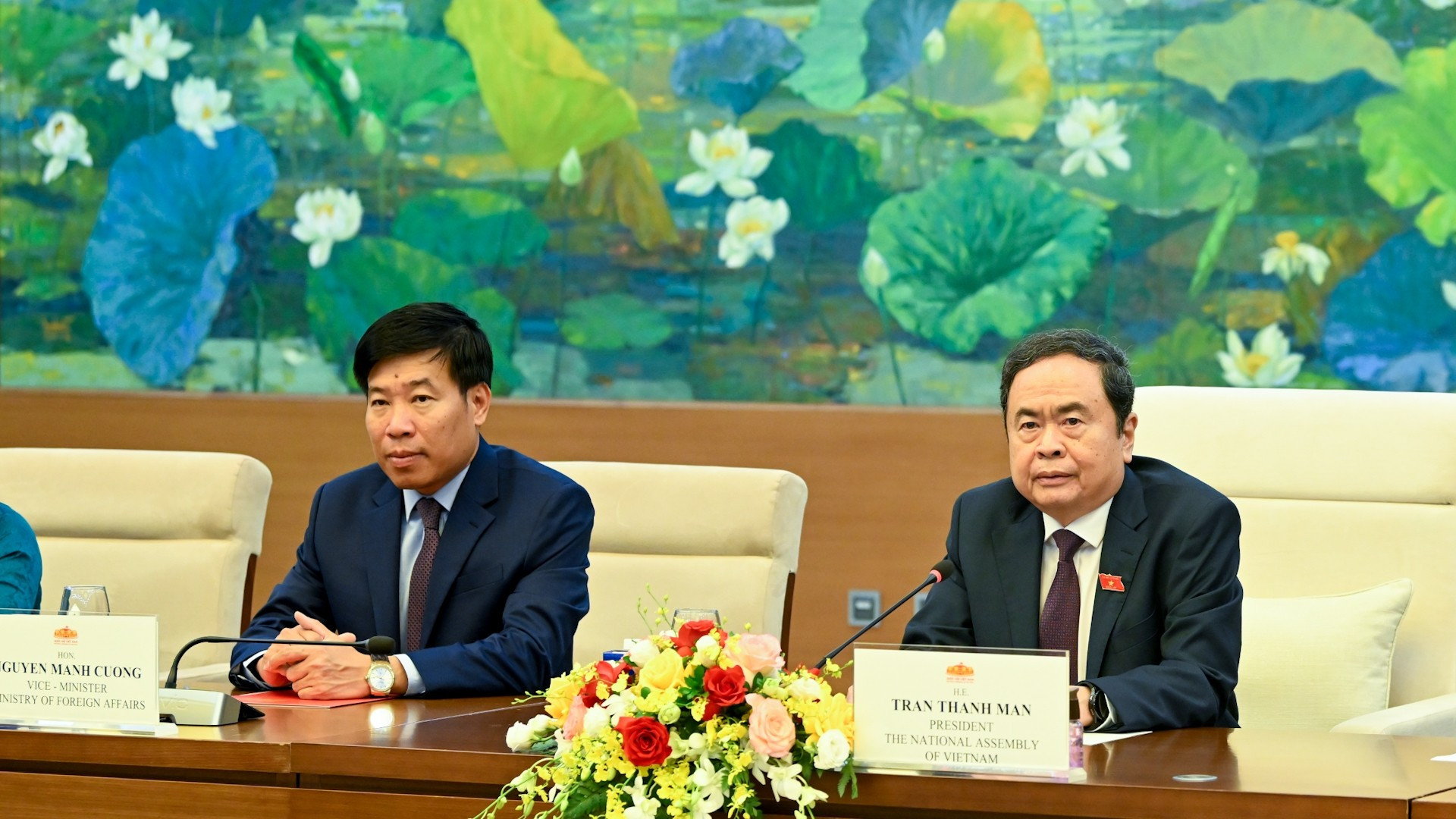 Chủ tịch Quốc hội Trần Thanh Mẫn phát biểu tại buổi tiếp. (Ảnh: Duy Linh) 2-2228.jpg