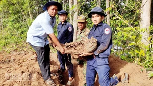Đội K92 tìm kiếm hài cốt liệt sĩ trên đất bạn Campuchia. (Ảnh: PHƯƠNG VŨ).