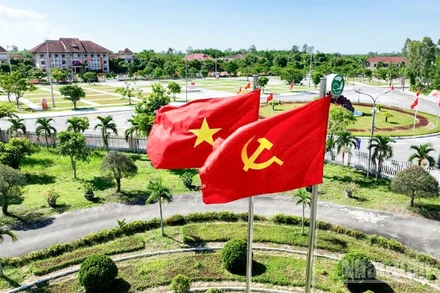 Một góc ở trung tâm hành chính xã Chiên Đàn nhìn từ trên cao.