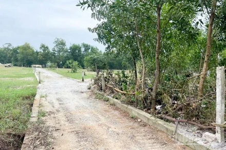 Tuyến mương thoát nước ở tổ đoàn kết số 6, khối phố Phú Đông, phường Quảng Phú, thành phố Đà Nẵng đã bị san lấp để xây dựng thành tuyến đường đá cấp phối kiên cố.