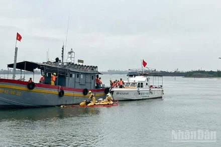 Địa điểm diễn tập sự cố tràn dầu tại khu vực vùng nước trước bến của Hải đội Biên phòng 1 ở xã Núi Thành, thành phố Đà Nẵng.