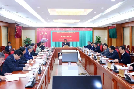 Đồng chí Nguyễn Duy Ngọc, Ủy viên Bộ Chính trị, Bí thư Trung ương Đảng, Chủ nhiệm Ủy ban Kiểm tra Trung ương chủ trì Kỳ họp thứ 55. (Ảnh: ĐĂNG KHOA)