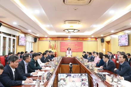 Quang cảnh Hội nghị tại điểm cầu trung tâm Ban Tổ chức Trung ương.