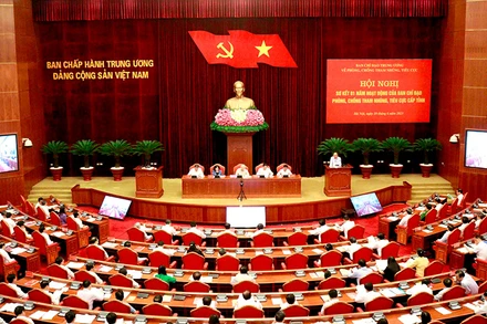 Quang cảnh Hội nghị sơ kết 1 năm hoạt động của Ban Chỉ đạo phòng, chống tham nhũng, tiêu cực cấp tỉnh. Ảnh: ĐĂNG KHOA