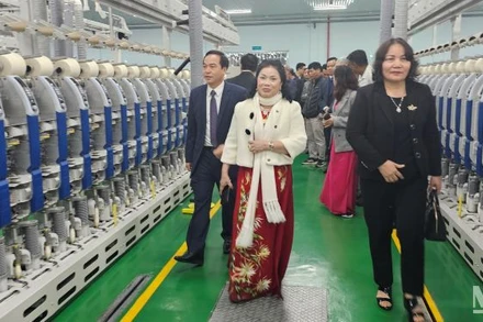 Các đại biểu tham quan dây chuyền sản xuất tại nhà máy sợi công nghệ cao DragonTextiles 2. 
