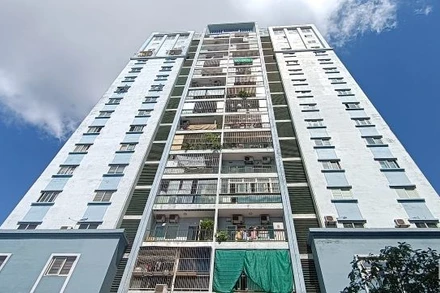 Tòa chung cư Damsan trên đường Trần Hưng Đạo (thành phố Thái Bình) thuộc diện kiểm tra về công tác phòng cháy, chữa cháy. (Ảnh: Mai Tú)