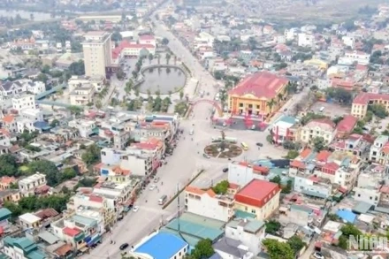 Khu trung tâm thị trấn Tiền Hải (tỉnh Thái Bình) chụp từ trên cao.