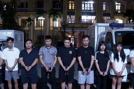 Các đối tượng lừa đảo, chiếm đoạt tài sản trên không gian mạng bị bắt tạm giam. (Ảnh: Công an cung cấp)