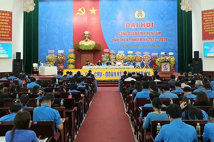 Quang cảnh Đại hội Công đoàn tỉnh Kon Tum lần thứ XI.