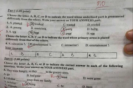 Bài ôn tập được cho gần giống đề thi lan truyền trên mạng