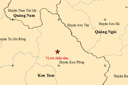 Vị trí tâm chấn của trận động đất có độ lớn 5.0. (Ảnh: Viện Vật lý địa cầu)