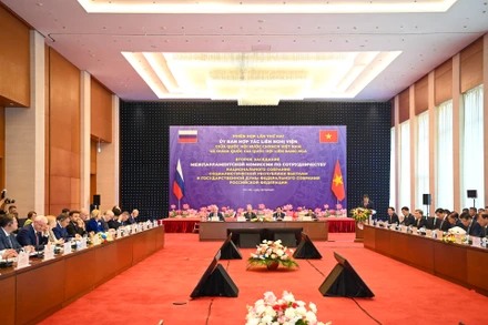 Quang cảnh Phiên họp lần thứ hai của Ủy ban hợp tác liên nghị viện giữa Quốc hội Việt Nam và Duma Quốc gia Quốc hội Liên bang Nga. (Ảnh: Duy Linh)