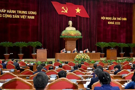 Quang cảnh Phiên khai mạc Hội nghị Trung ương lần thứ chín, khóa XIII. (Ảnh: ĐĂNG KHOA)