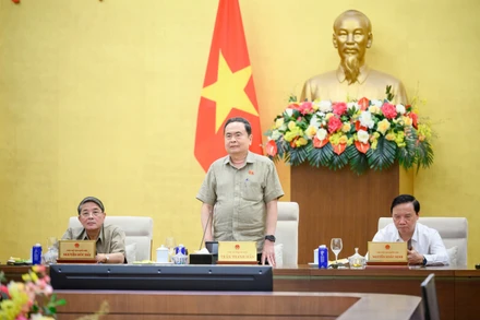 Chủ tịch Quốc hội Trần Thanh Mẫn phát biểu tại buổi làm việc. (Ảnh: DUY LINH)