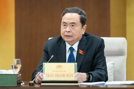 Chủ tịch Quốc hội Trần Thanh Mẫn phát biểu tại phiên họp. (Ảnh Duy Linh)