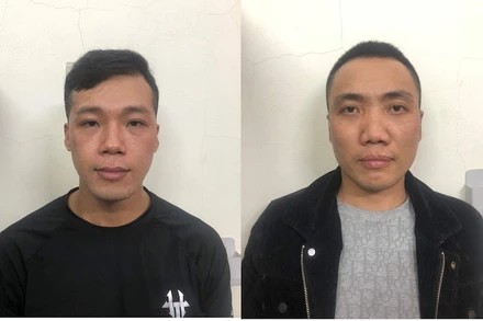 Hai đối tượng Huy và Lương tại cơ quan Công an.