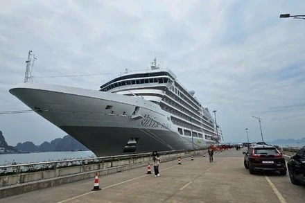 Tàu Silver Dawn chở gần 600 du khách quốc tế từ các quốc gia châu Âu, châu Mỹ cập bến Cảng tàu khách quốc tế Hạ Long trong sáng Mồng 1 Tết Ất Tỵ 2025.