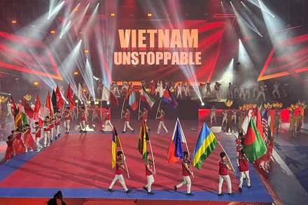 Quang cảnh lễ khai mạc Giải Taekwondo Cảnh sát Châu Á mở rộng năm 2024. 