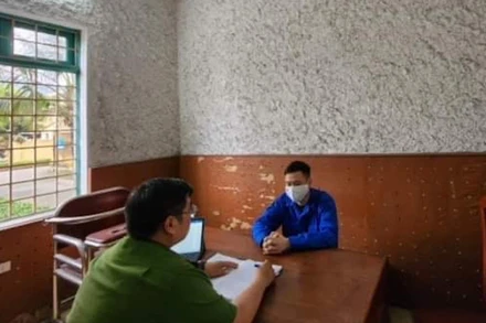 Đối tượng Tuấn tại cơ quan Công an.