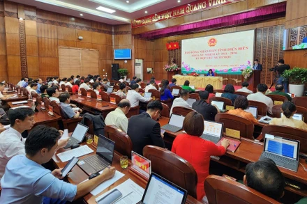 Đại biểu dự họp ấn nút thông qua các nghị quyết.