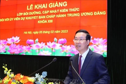 Đồng chí Võ Văn Thưởng phát biểu chỉ đạo. (Ảnh: Văn Điệp TTXVN)