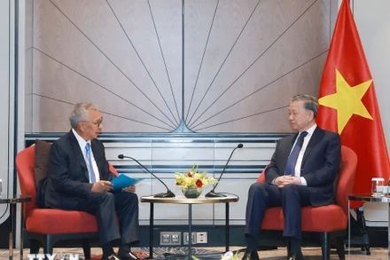 Tổng Bí thư Tô Lâm tiếp ông Budiarsa Sastrawinata, Giám đốc điều hành Tập đoàn Ciputra của Indonesia. (Ảnh: Thống Nhất/TTXVN)