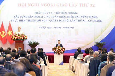 Phiên khai mạc Hội nghị Ngoại giao lần thứ 32. (Ảnh NGỌC CHÂU)