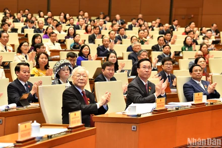 Tổng Bí thư Nguyễn Phú Trọng, Chủ tịch nước Võ Văn Thưởng, Thủ tướng Chính phủ Phạm Minh Chính và các đại biểu dự Lễ khai mạc Kỳ họp thứ 6, Quốc hội khóa XV.