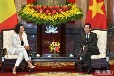 Chủ tịch nước Võ Văn Thưởng tiếp Chủ tịch Thượng viện Vương quốc Bỉ Stephanie D’Hose.