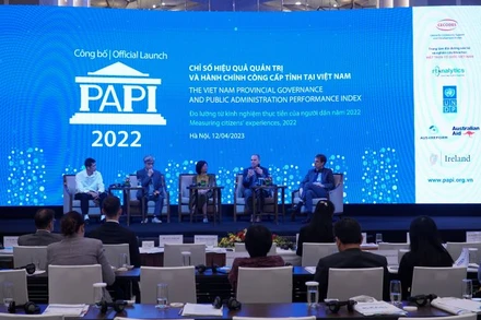 Toàn cảnh lễ công bố Báo cáo Chỉ số Hiệu quả quản trị và hành chính công cấp tỉnh ở Việt Nam (PAPI) năm 2022.