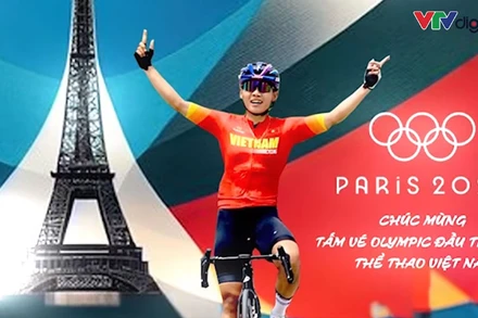 Cua-rơ Nguyễn Thị Thật giành tấm vé đầu tiên dự Olympic Paris 2024 của đua xe đạp đường trường. (Ảnh: VTV)