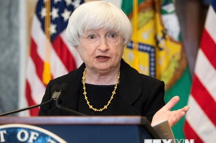 Bộ trưởng Tài chính Mỹ Janet Yellen phát biểu tại Washington, DC, Mỹ. (Ảnh: AFP/TTXVN)