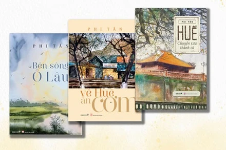 Bộ ba cuốn sách kết hợp giữa văn chương và hội họa về Huế. (Ảnh: Chibooks)