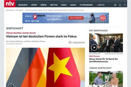 Trang NTV của Đức ngày đăng bài viết về sự hấp dẫn của thị trường Việt Nam. (Ảnh: TTXVN)