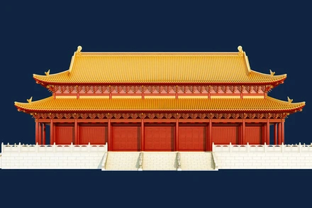 Phục dựng hình thái kiến trúc điện Kính Thiên. (Ảnh: Viện nghiên cứu Kinh thành)