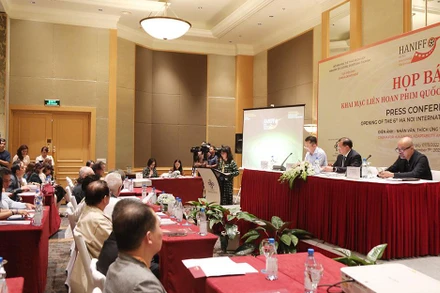 Buổi họp báo trước thềm Liên hoan phim. (Ảnh: KHIẾU MINH)