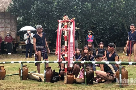 Tái hiện lễ cưới của người Bana tại Ngày hội năm 2022.