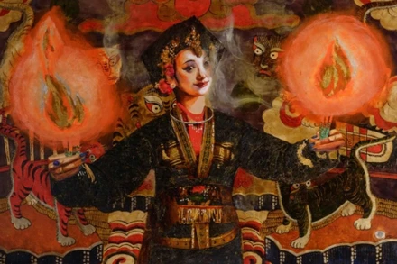 Múa song đăng. (Ảnh: Họa sĩ cung cấp)