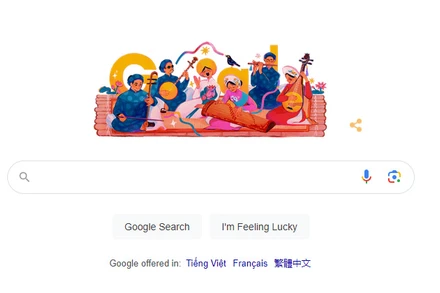Hình vẽ đờn ca tài tử trên trang chủ Google. (Ảnh chụp màn hình)