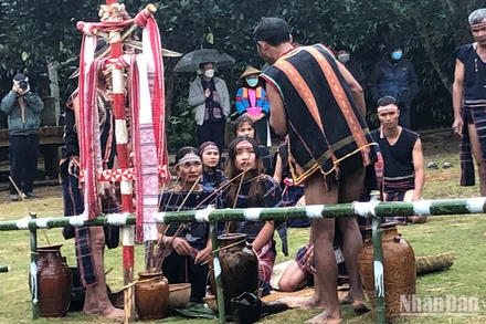 Tái hiện lễ cưới của đồng bào Bana tại Làng năm 2022.