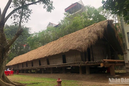 Phần mái của ngôi nhà được lợp bằng 20 tấn cỏ tranh.