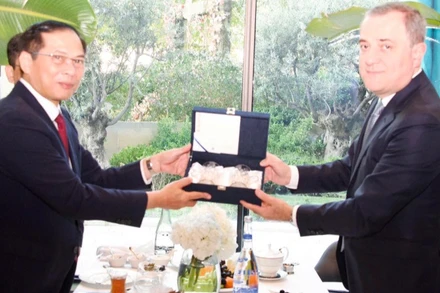 Phó Thủ tướng, Bộ trưởng Ngoại giao Bùi Thanh Sơn và Bộ trưởng Ngoại giao Azerbaijan Jeyhun Bayramov.