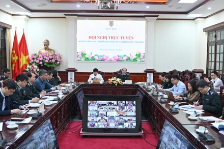 Bộ Tư pháp tổ chức hội nghị trực tuyến sơ kết công tác thi hành án dân sự 6 tháng đầu năm 2024. (Ảnh: THU NGA)