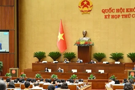 Quốc hội làm việc tại hội trường. (Ảnh: THỦY NGUYÊN)