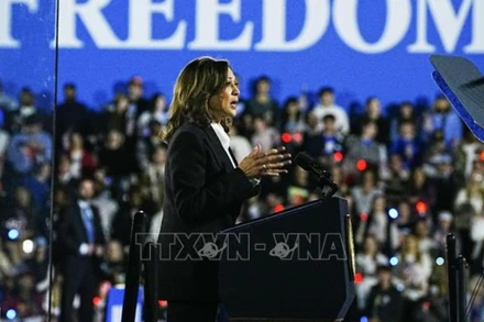Phó Tổng thống Mỹ Kamala Harris phát biểu trong cuộc vận động tranh cử ở Washington ngày 29/10/2024. (Ảnh: Kyodo/TTXVN)